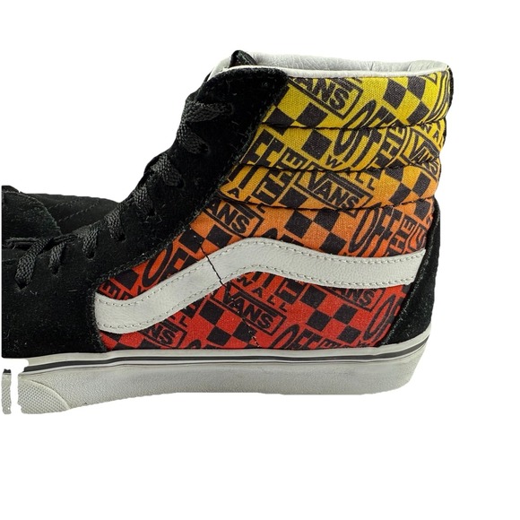 Vans Sk8 Hi Shoes Mens 8.5 Black Logo Flame Lace Up Hi Top Casual - Picture 5 of 10